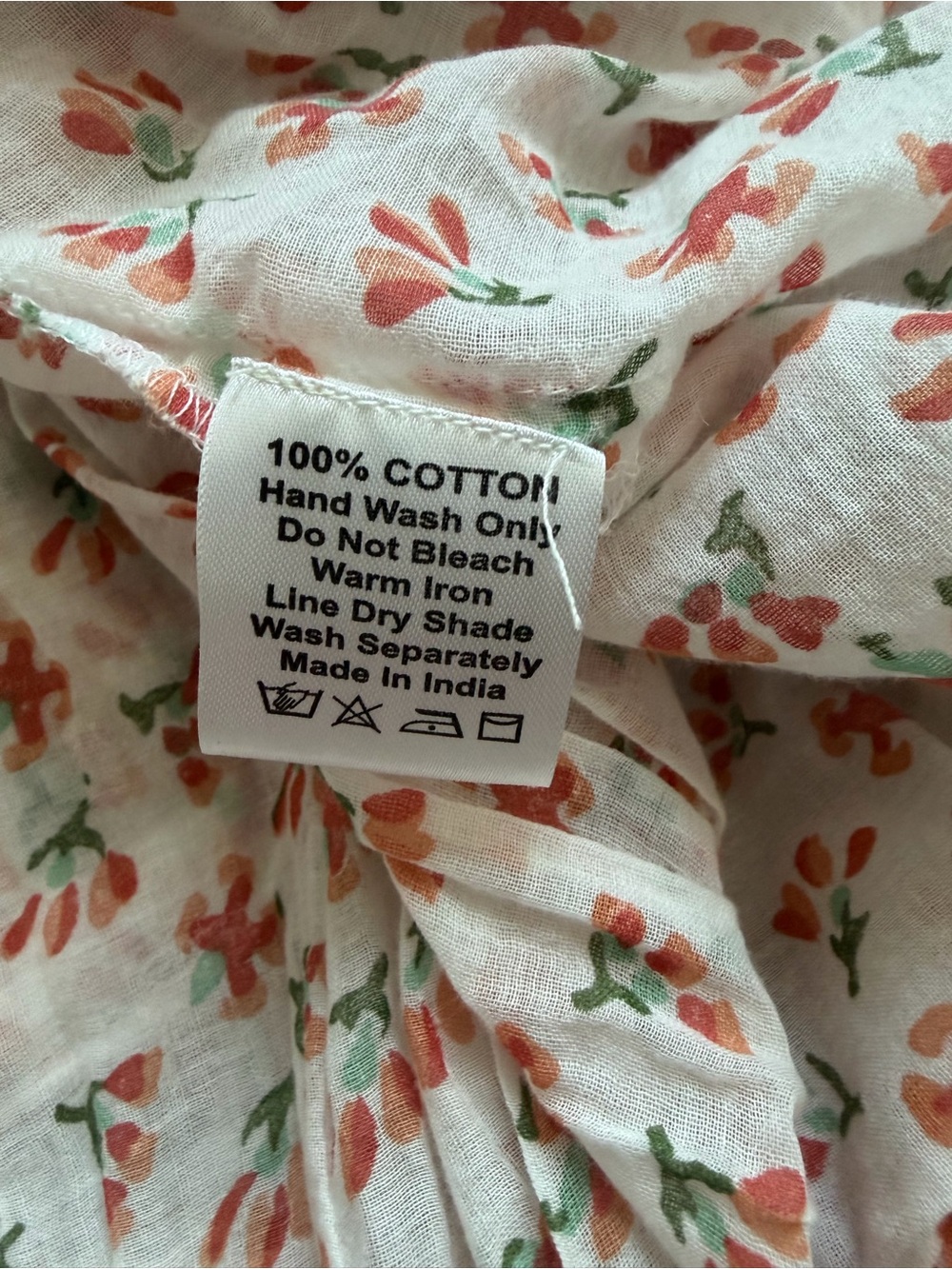 Daughters of India Kyra Cream Dress with Coral and Green Floral Print - Picture 9 of 9